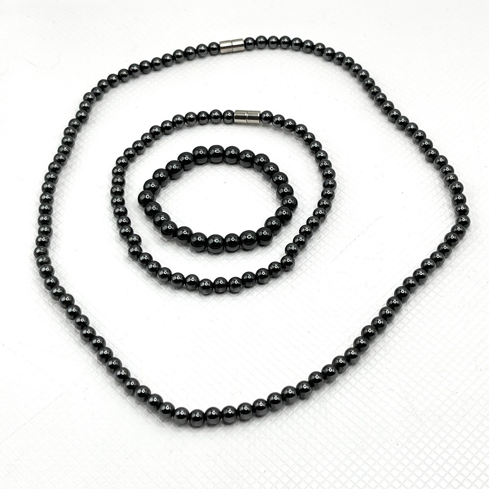 Lot of 3 Therapeutic Hematite Magnetic Bead Bracelet/ Anklet/ Necklace